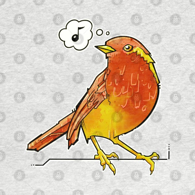 orange and yellow songbird by weilertsen